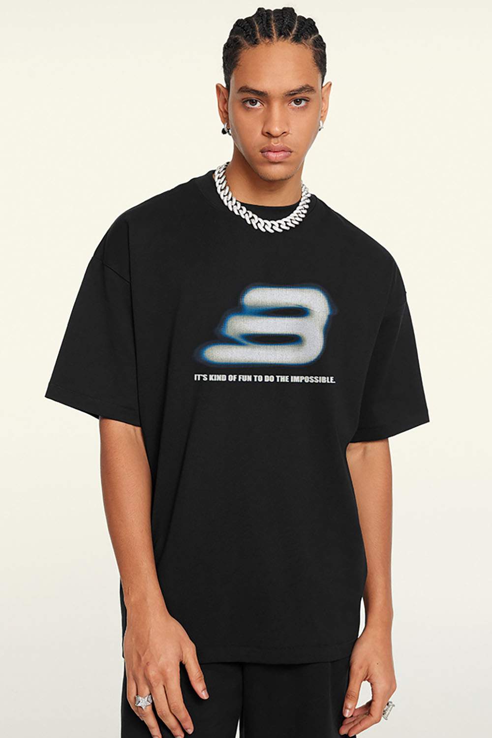 Relaxed Fit Graphic Short Sleeve Tee - Metallic Black