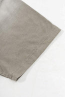 Washed Distressed-Lettering Boxy Graphic T-Shirt in Light Gray - cuff detail