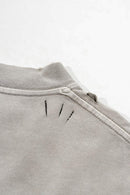 Washed Distressed-Lettering Boxy Graphic T-Shirt in Light Gray - back collar detail