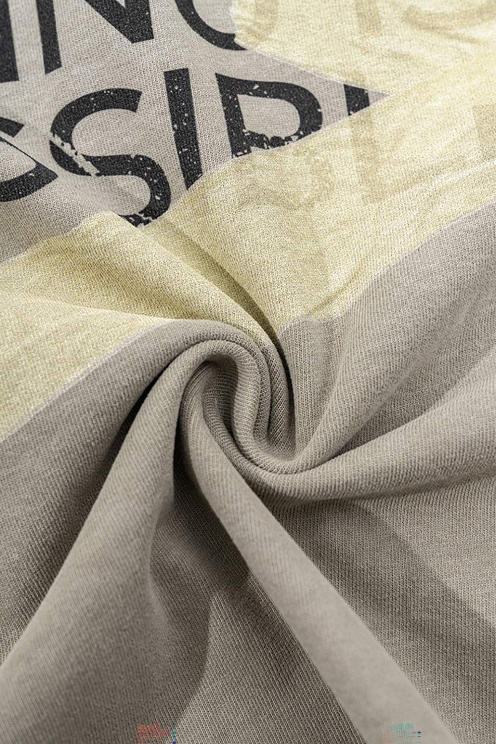 Washed Distressed-Lettering Boxy Graphic T-Shirt in Light Gray - graphic detail