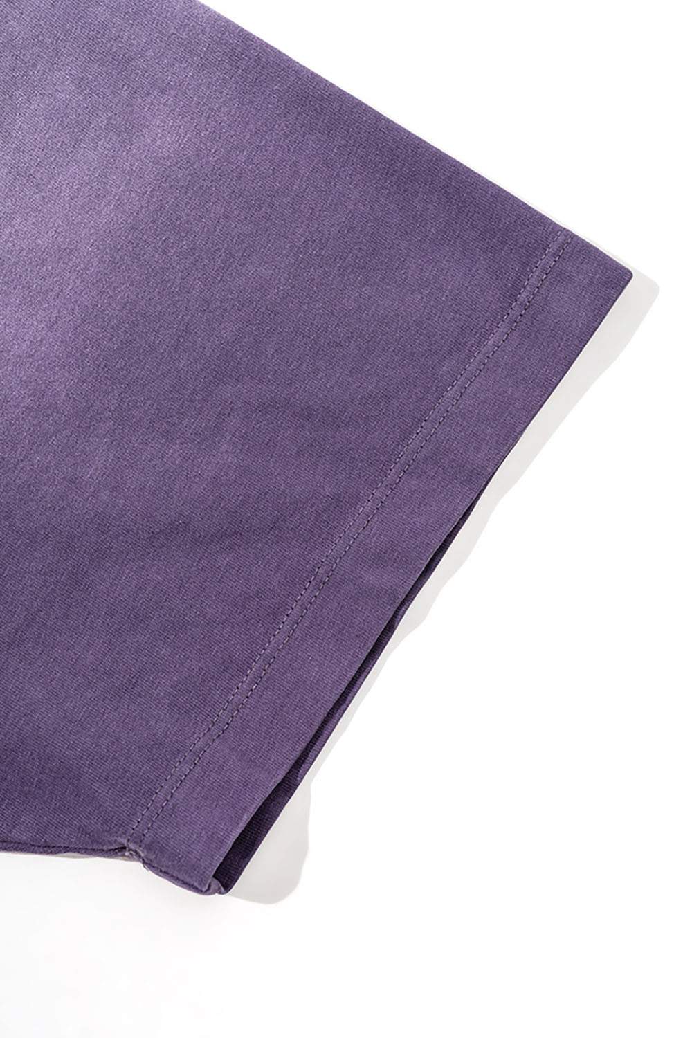 Moisture-Wicking Gradient-Wash Graphic Cotton T-Shirt in Grape Purple - cuff detail