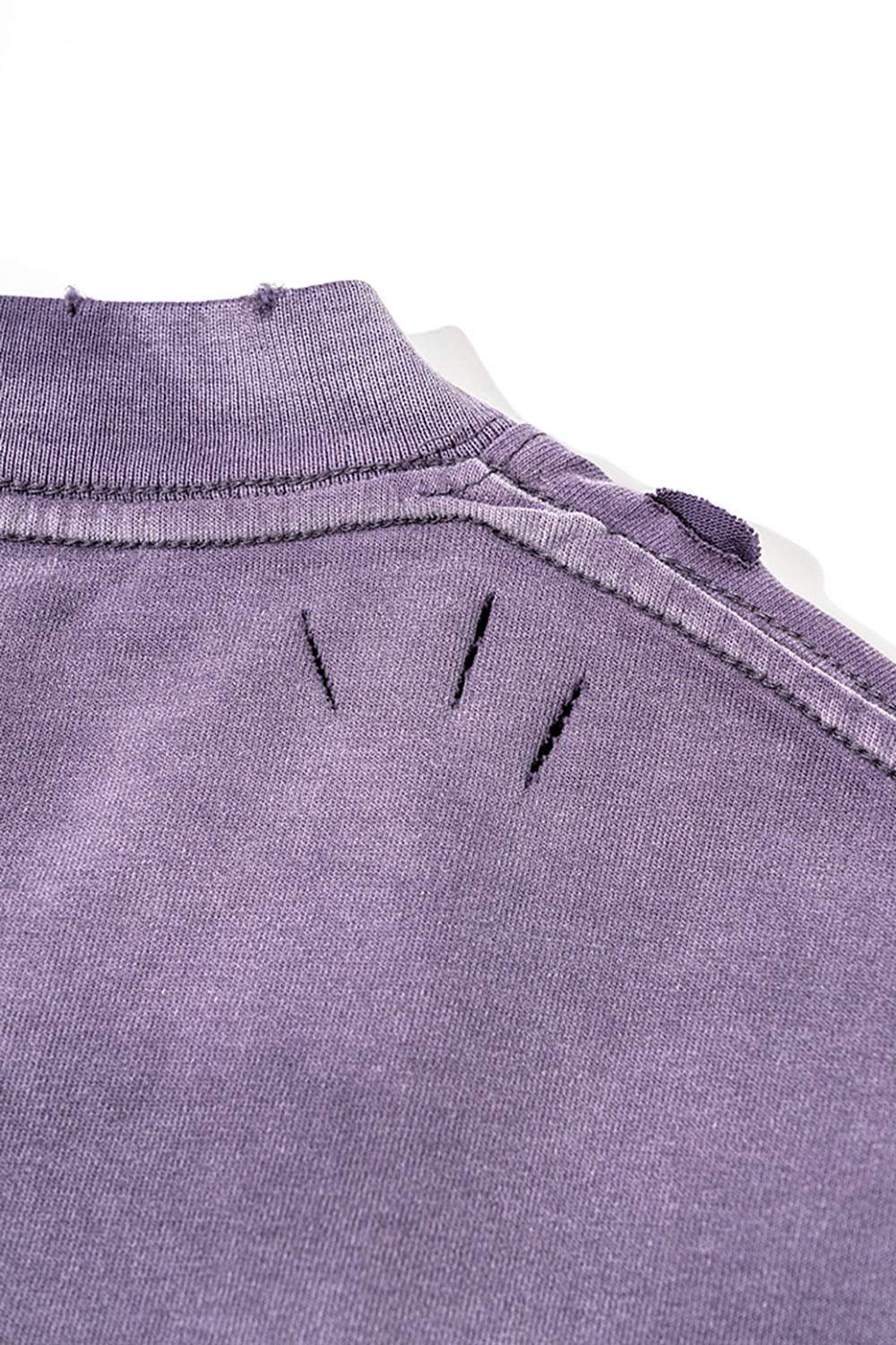 Moisture-Wicking Gradient-Wash Graphic Cotton T-Shirt in Grape Purple - back collar detail
