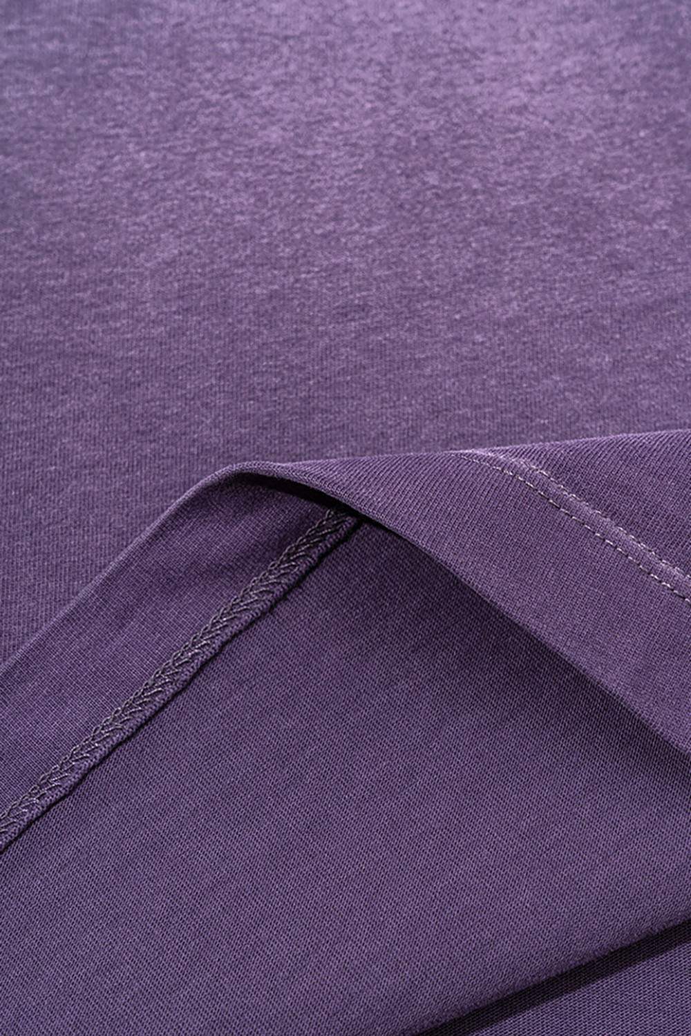 Moisture-Wicking Gradient-Wash Graphic Cotton T-Shirt in Grape Purple - hem detail