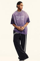 Moisture-Wicking Gradient-Wash Graphic Cotton T-Shirt in Grape Purple - full-length front modeled view