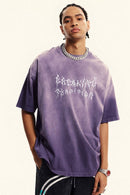 Moisture-Wicking Gradient-Wash Graphic Cotton T-Shirt in Grape Purple - front modeled view