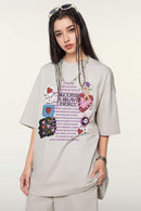 Cool-Touch Playing-Card Graphic Tee in Sandy Apricot - front modeled view
