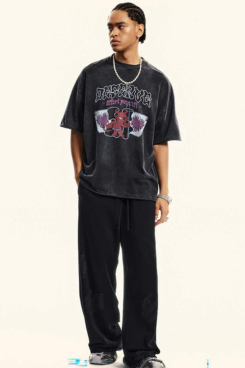 Vintage Wash Graphic Relaxed Tee - Slate Black