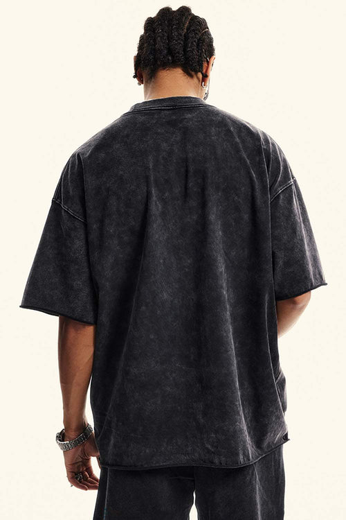 Vintage Wash Graphic Relaxed Tee - Slate Black