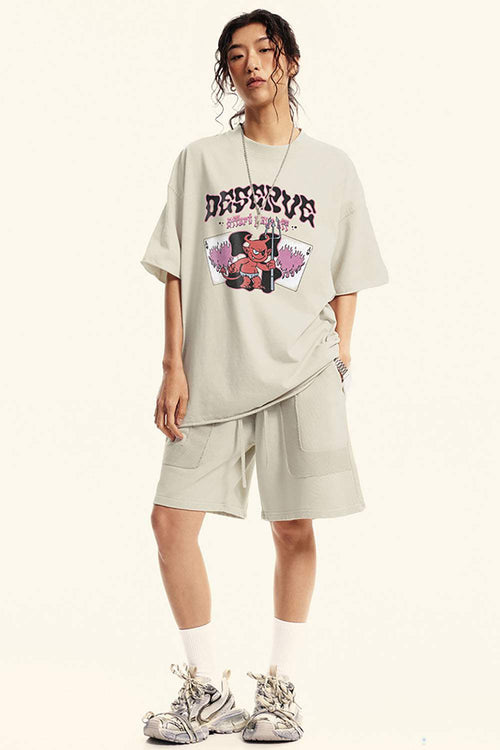 Vintage Wash Graphic Relaxed Tee - Slate Rice