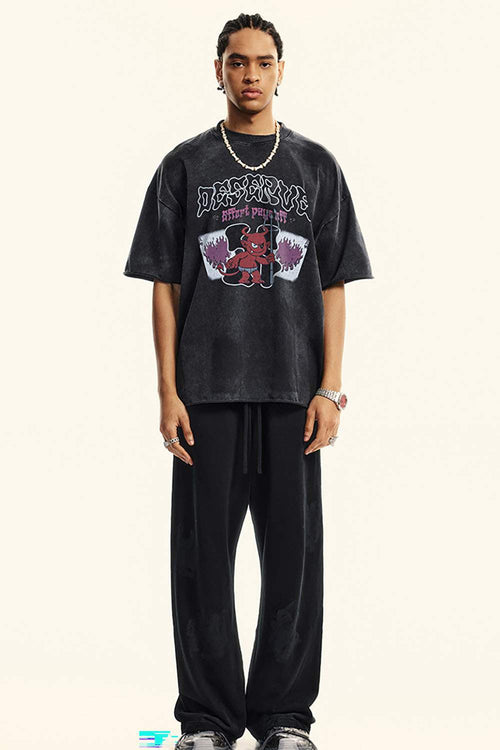 Vintage Wash Graphic Relaxed Tee - Slate Black