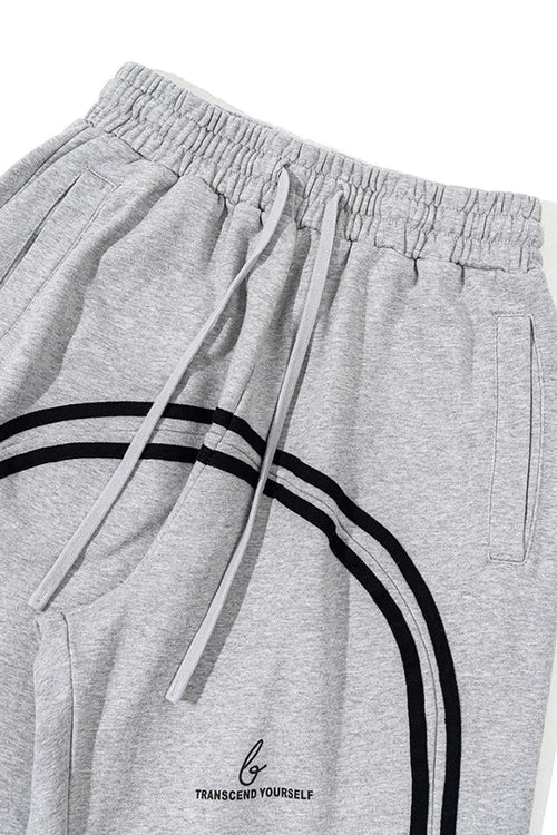 Washed Side-Stripe Zip-Hem Wide-Leg Sweatpants in Flower Gray - waistband detail