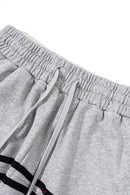 Washed Side-Stripe Zip-Hem Wide-Leg Sweatpants in Flower Gray - waistband detail