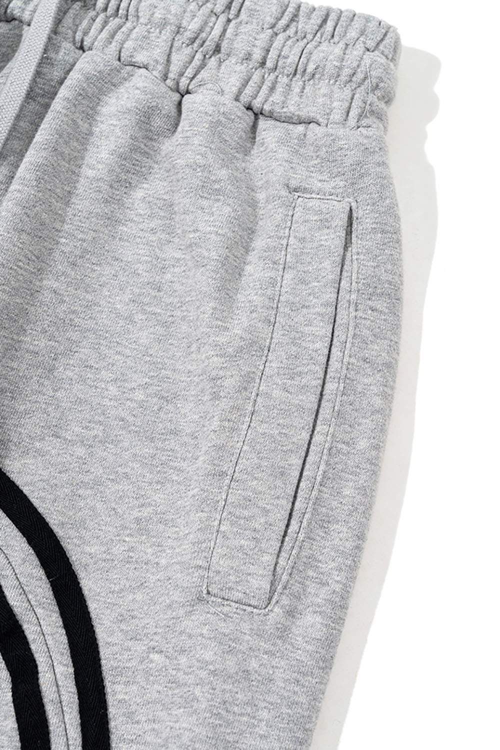 Washed Side-Stripe Zip-Hem Wide-Leg Sweatpants in Flower Gray - side pocket detail