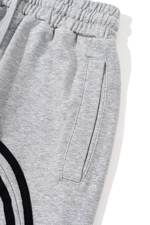 Washed Side-Stripe Zip-Hem Wide-Leg Sweatpants in Flower Gray - side pocket detail