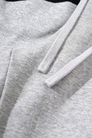 Washed Side-Stripe Zip-Hem Wide-Leg Sweatpants in Flower Gray - drawstring detail