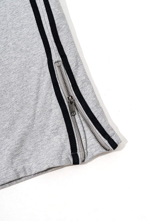Washed Side-Stripe Zip-Hem Wide-Leg Sweatpants in Flower Gray - leg opening detail