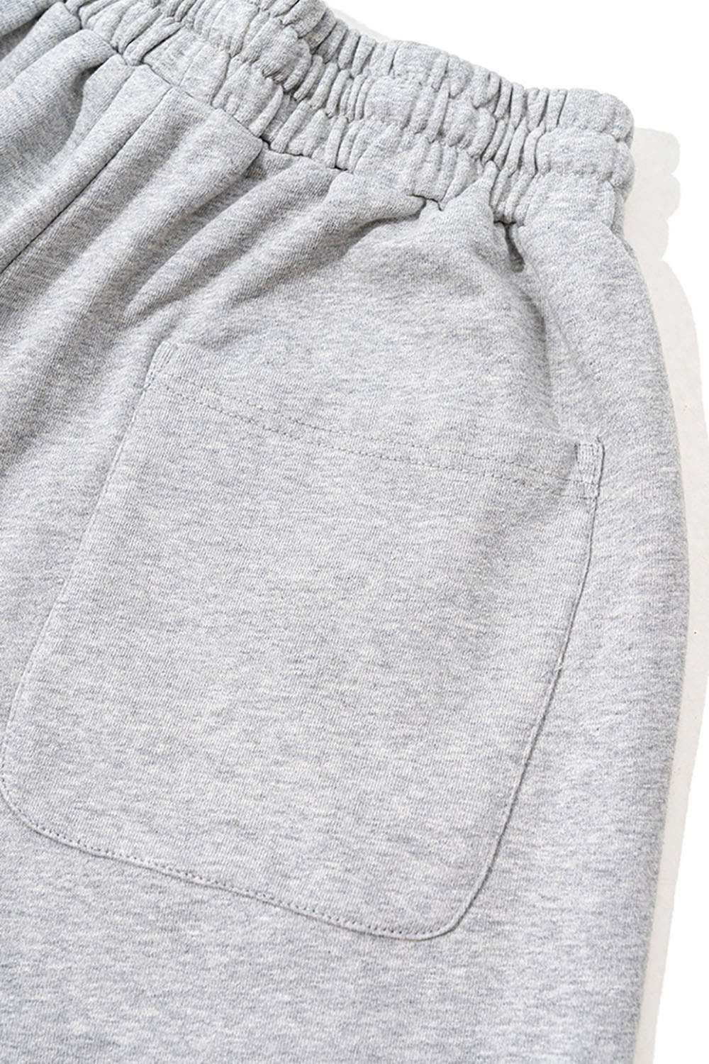 Washed Side-Stripe Zip-Hem Wide-Leg Sweatpants in Flower Gray - back pocket detail