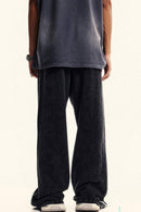 Washed Side-Stripe Zip-Hem Wide-Leg Sweatpants in Fried Snowflakes - back modeled close-up