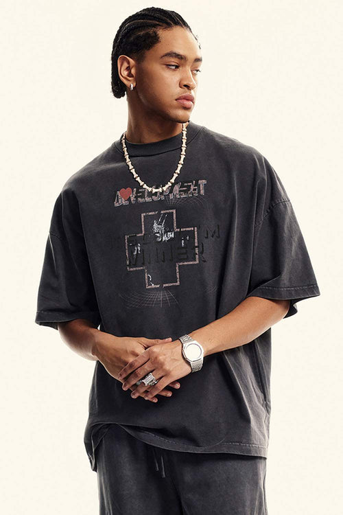Heavyweight Washed Vintage Tee - Dark Gray
