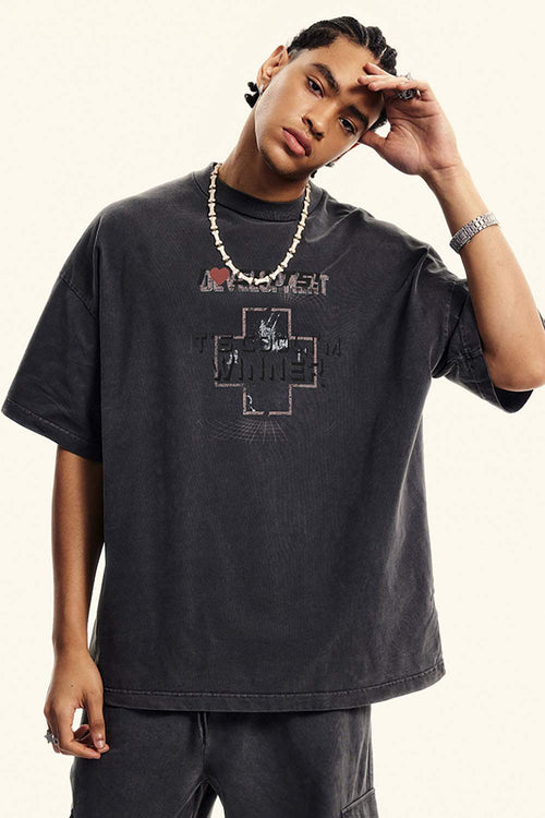 Heavyweight Washed Vintage Tee - Dark Gray