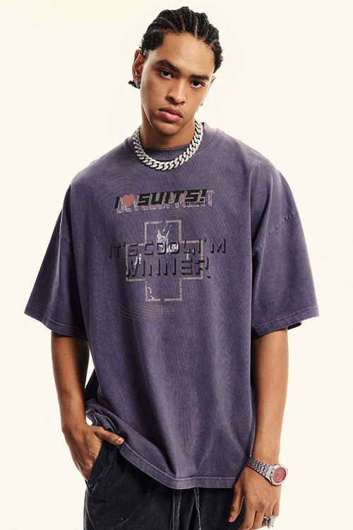 Heavyweight Washed Vintage Tee - Grape Purple