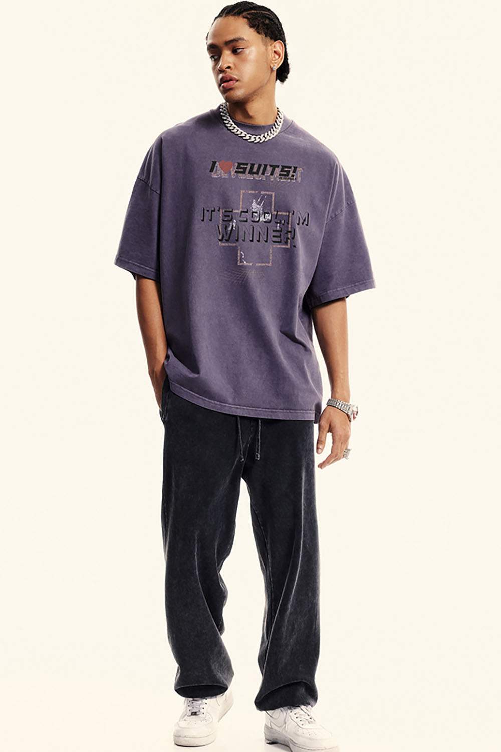 Heavyweight Washed Vintage Tee - Grape Purple