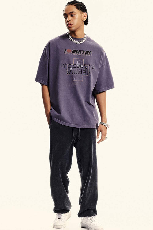 Heavyweight Washed Vintage Tee - Grape Purple