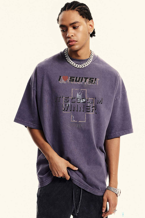 Heavyweight Washed Vintage Tee - Grape Purple