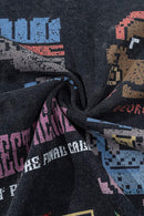 Breathable Vintage-Wash Pixel Graphic Cotton T-Shirt in Fried Snowflakes - graphic detail