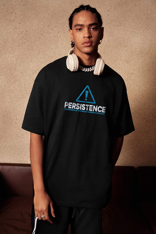 Cool-Touch Persistence Graphic Sorona-Blend T-Shirt in Metallic Black - front modeled view