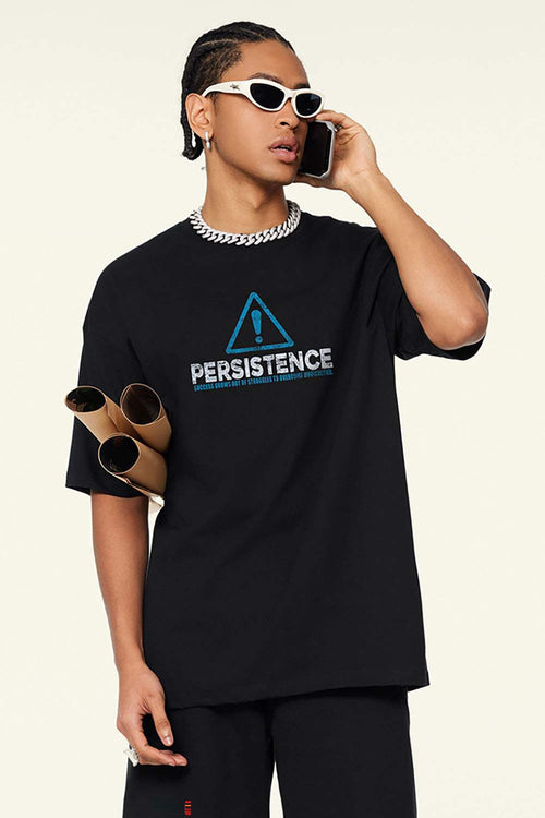 Cool-Touch Persistence Graphic Sorona-Blend T-Shirt in Metallic Black - front product view