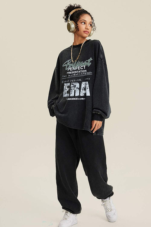 Washed Graphic Long-Sleeve Tee - Fried Snowflakes