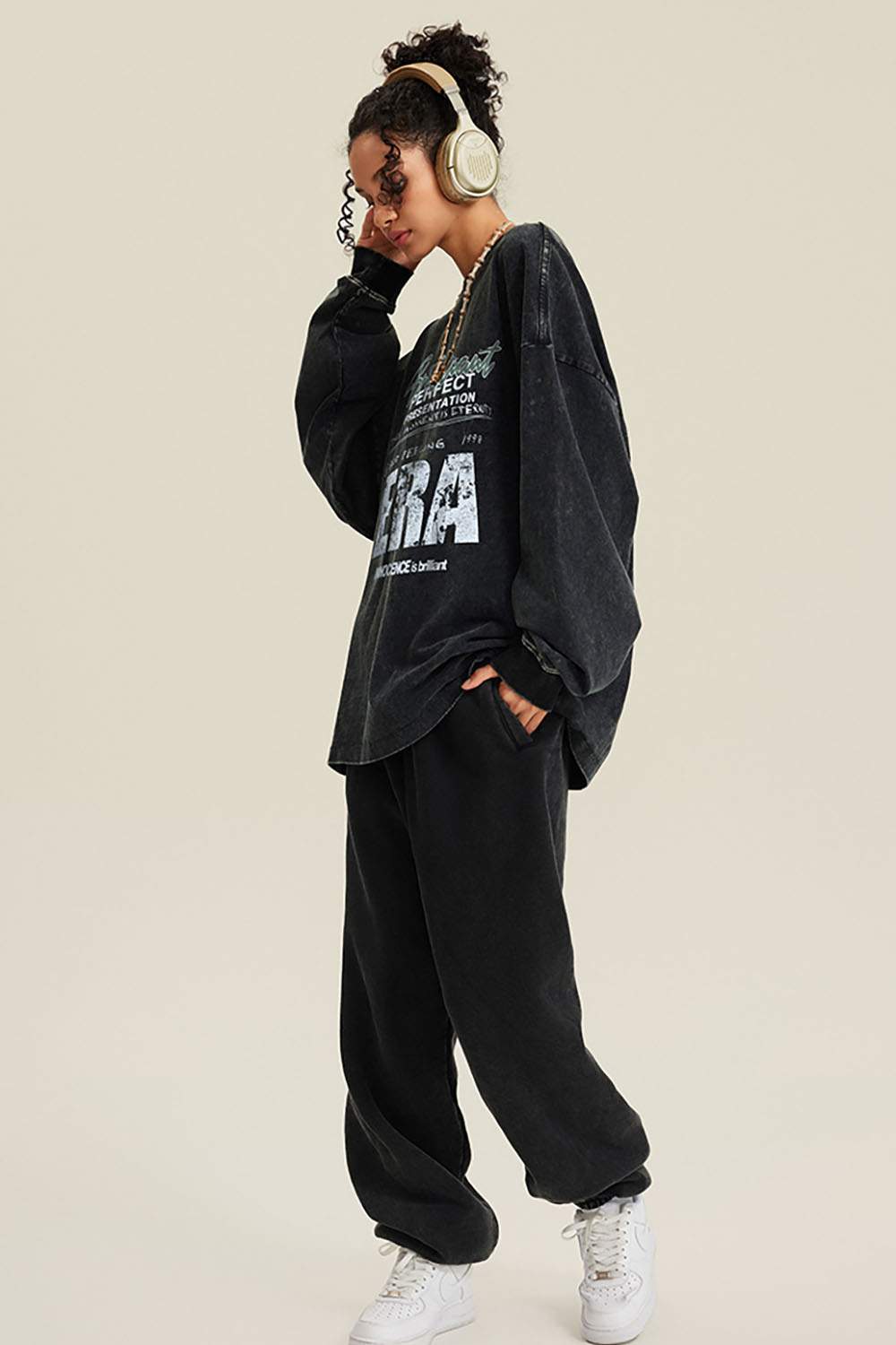 Washed Graphic Long-Sleeve Tee - Fried Snowflakes