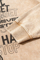 Moisture-Wicking Washed Graphic Cotton Long-Sleeve T-Shirt in Khaki - cuff detail