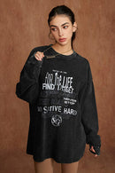 Moisture-Wicking Washed Graphic Cotton Long-Sleeve T-Shirt in Snowflake Wash - three-quarter front modeled view