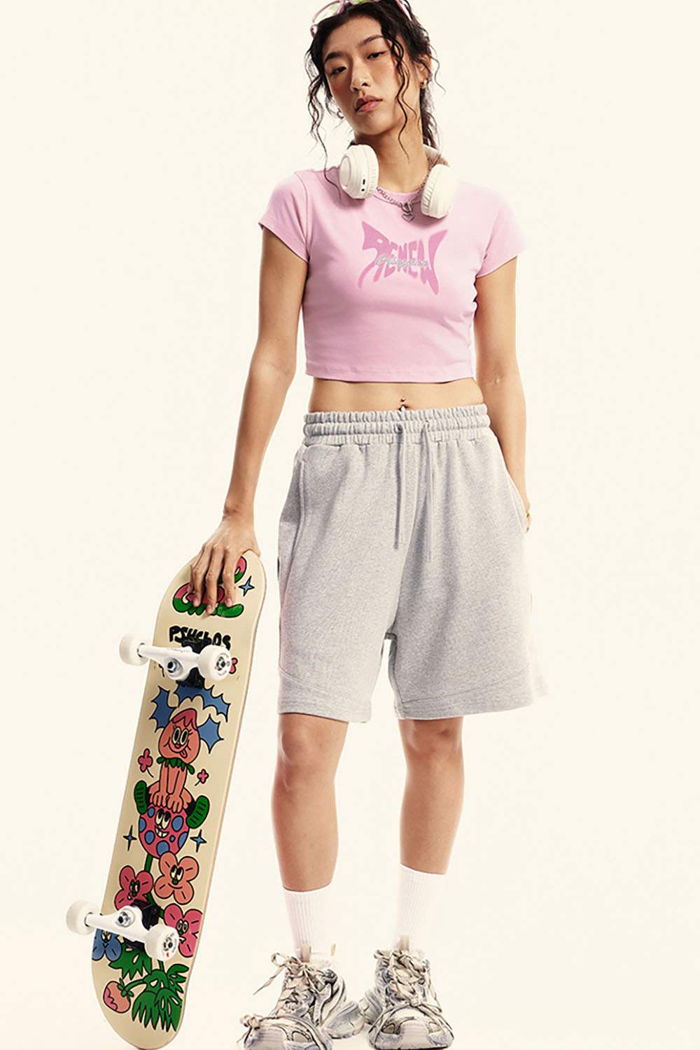 Vintage Pink Cropped Sports T-Shirt