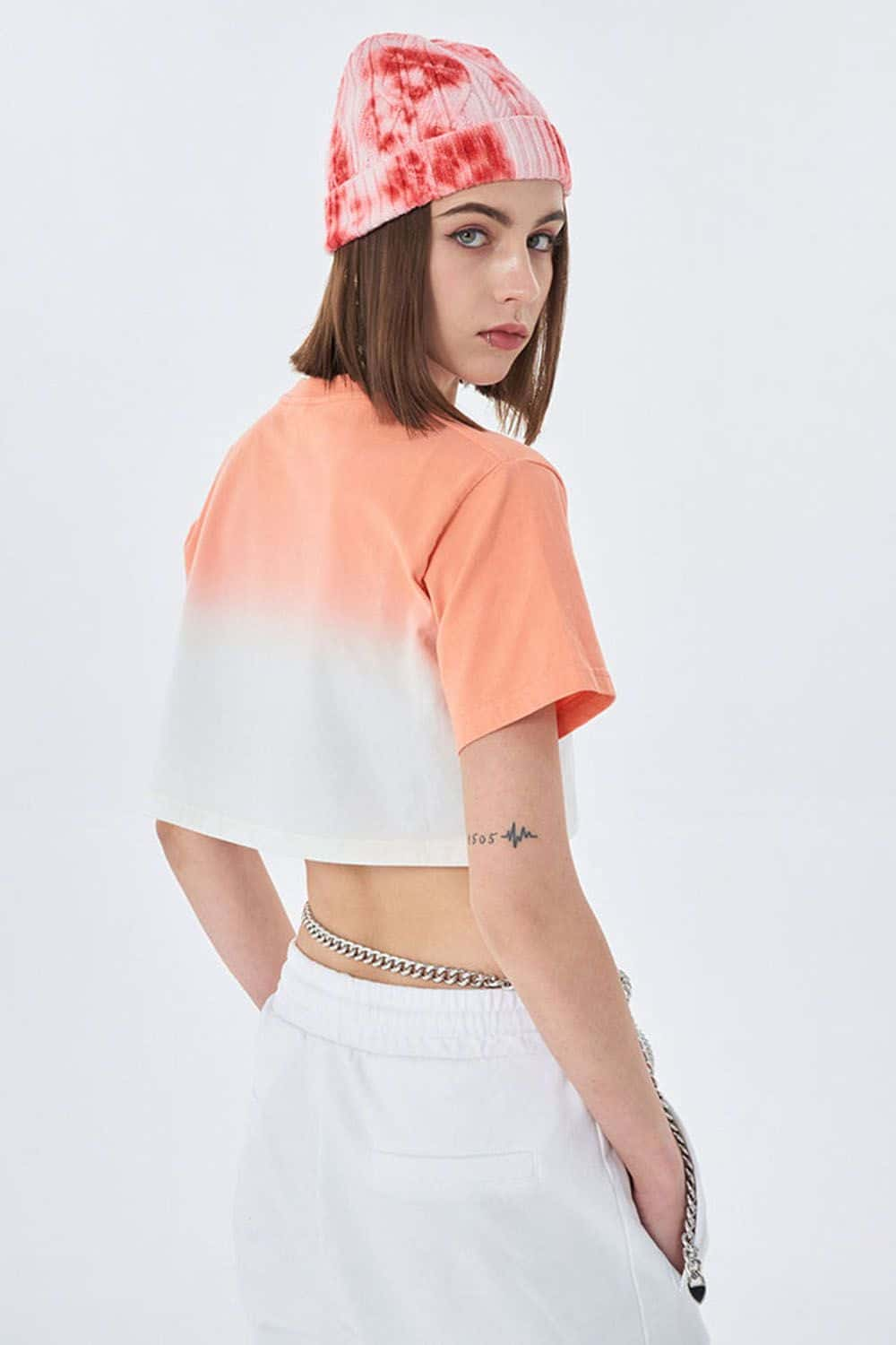 Gradient Cropped Short Sleeve T-Shirt