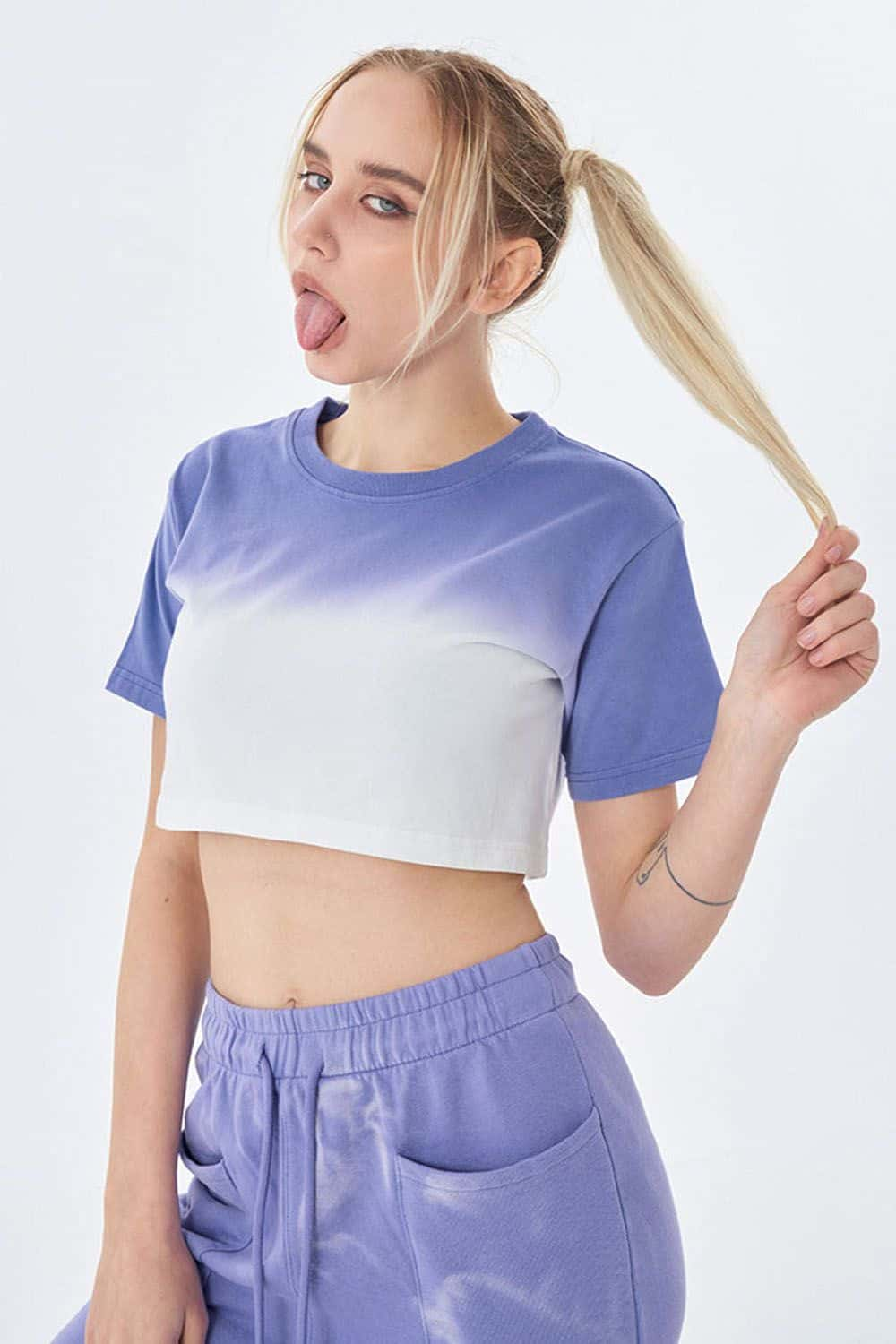 Gradient Cropped Short Sleeve T-Shirt