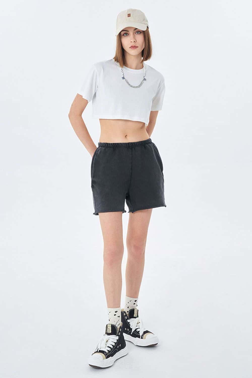 Washed Vintage Crop Top Short Sleeve Casual Essential