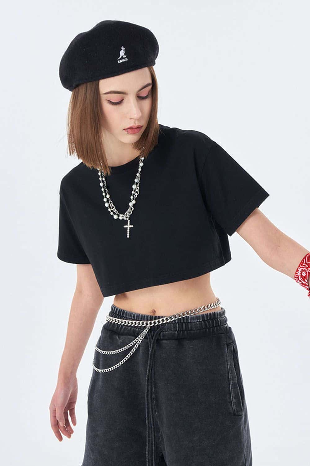 Washed Vintage Crop Top Short Sleeve Casual Essential