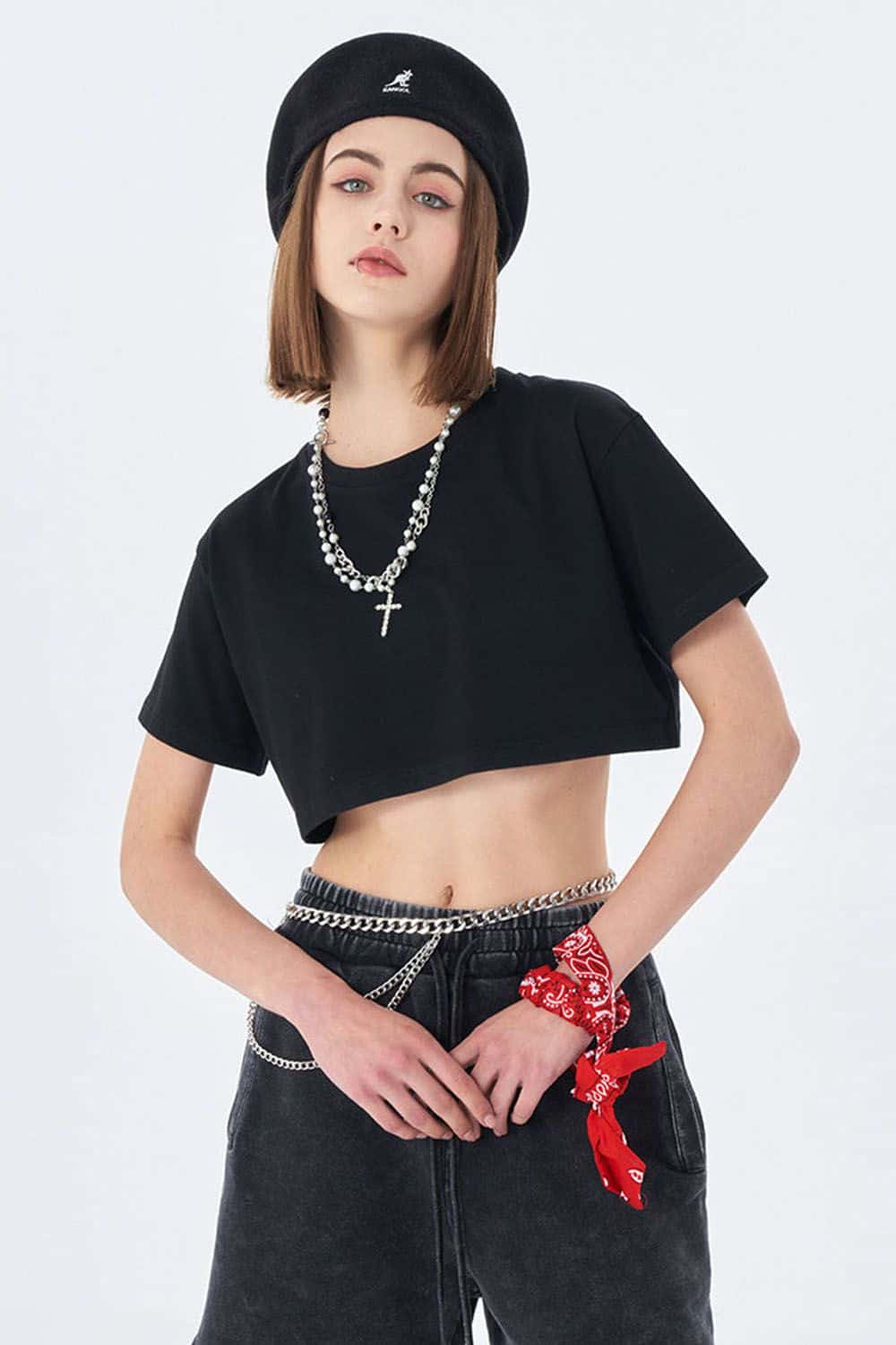 Washed Vintage Crop Top Short Sleeve Casual Essential