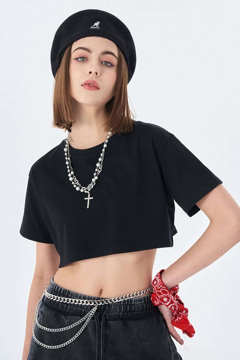 Washed Vintage Crop Top Short Sleeve Casual Essential