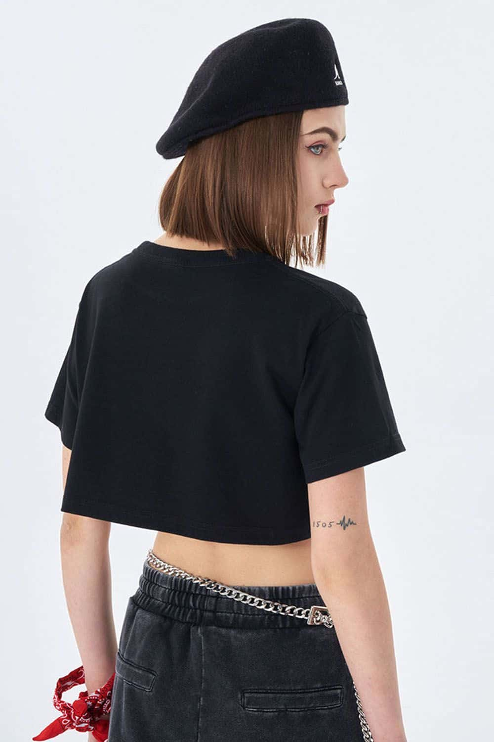 Washed Vintage Crop Top Short Sleeve Casual Essential