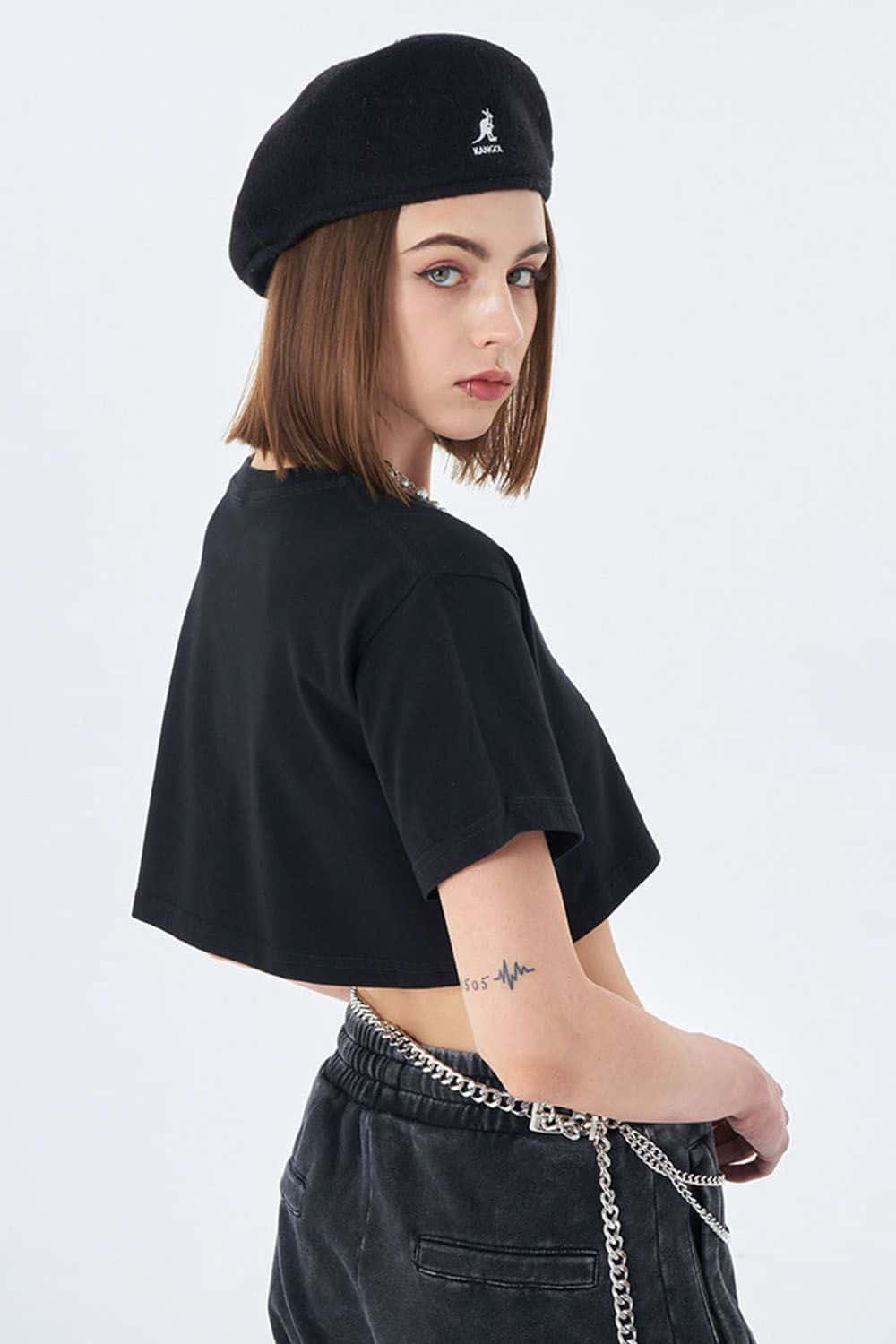 Washed Vintage Crop Top Short Sleeve Casual Essential