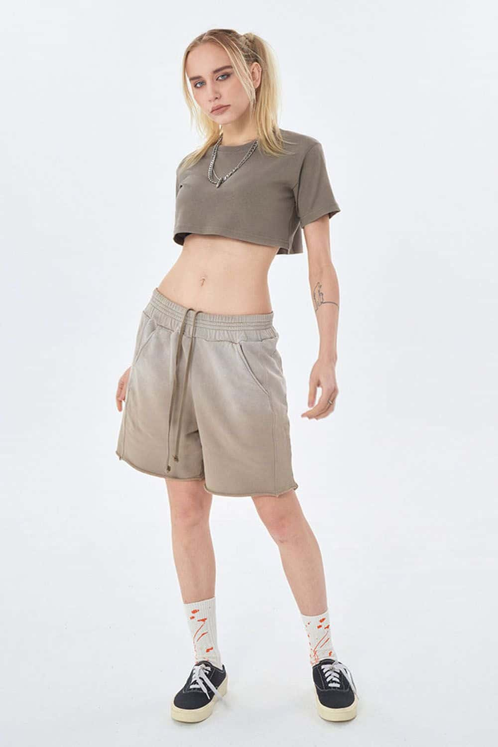 Washed Vintage Crop Top Short Sleeve Casual Essential