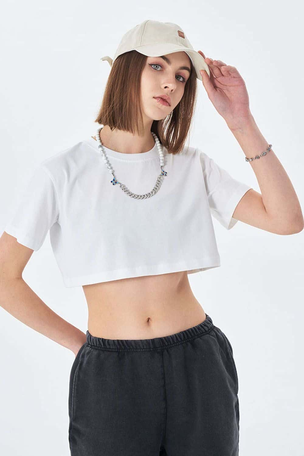 Washed Vintage Crop Top Short Sleeve Casual Essential