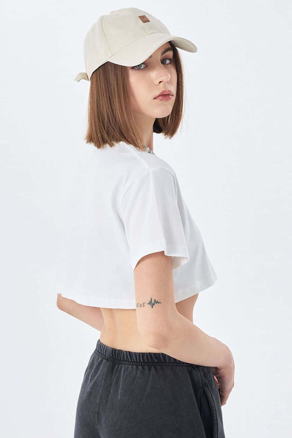 Washed Vintage Crop Top Short Sleeve Casual Essential