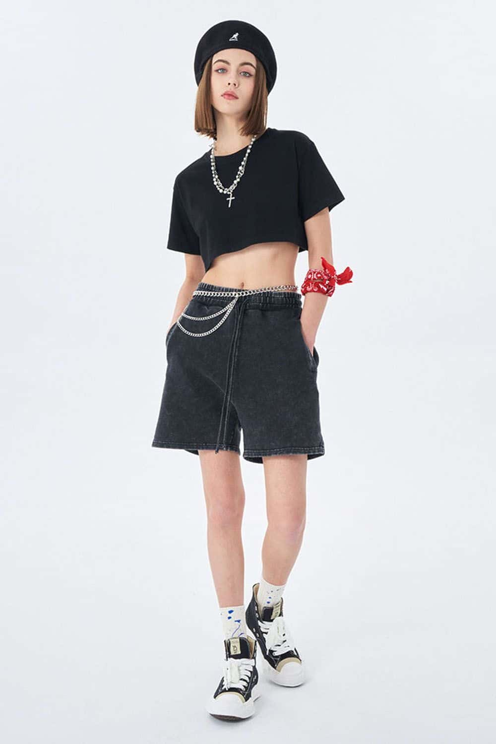 Washed Vintage Crop Top Short Sleeve Casual Essential