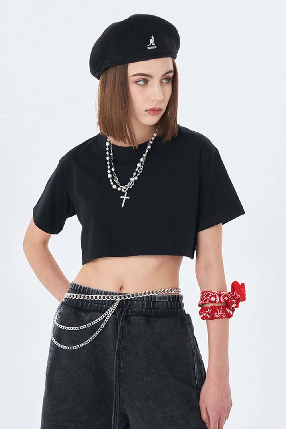 Washed Vintage Crop Top Short Sleeve Casual Essential