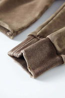 Distressed Washed Crop Long-Sleeve Tee - Coffee